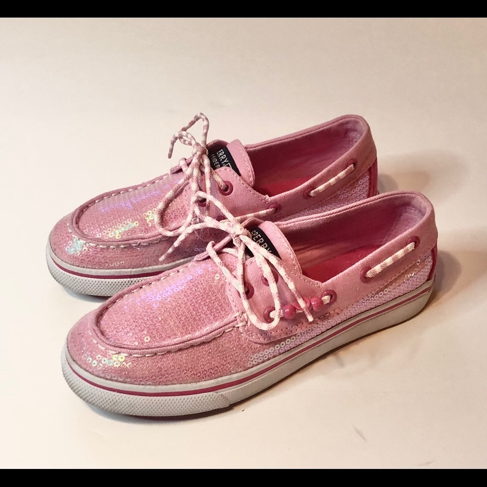 Sperry Pink Sequined Slip On Loafer Boat Shoes